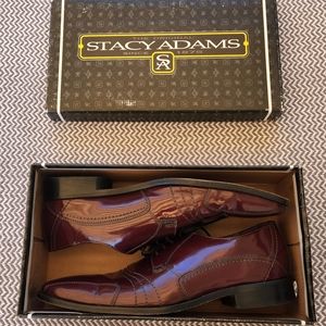 STACY ADAMS Classy Men's Dress Shoes Size 11-Classic Look+Sharp Burgandy Color!!
